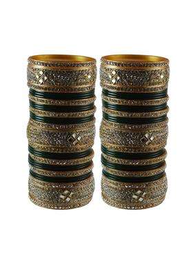 Vidhya Kangan Green Stone Stud Acrylic Bangle Very Extra Large Size