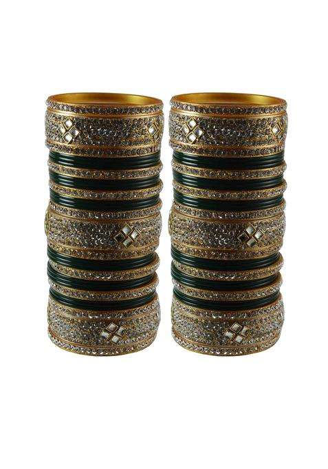 Vidhya Kangan Green Stone Stud Acrylic Bangle Very Extra Large Size
