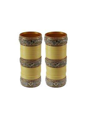 Vidhya Kangan Drak Cream Stone Stud Acrylic Bangle Very Extra Large Size
