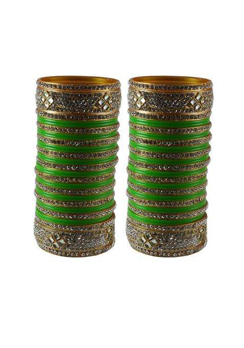 Vidhya Kangan Light Green Stone Stud Acrylic Bangle Very Extra Large Size