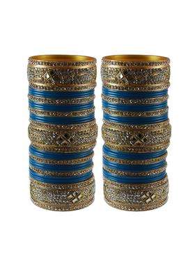 Vidhya Kangan Navy Blue Stone Stud Acrylic Bangle Very Extra Large Size