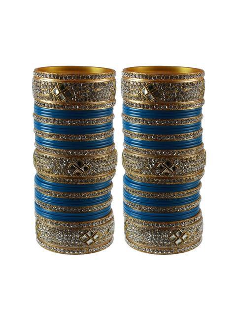 Vidhya Kangan Navy Blue Stone Stud Acrylic Bangle Very Extra Large Size