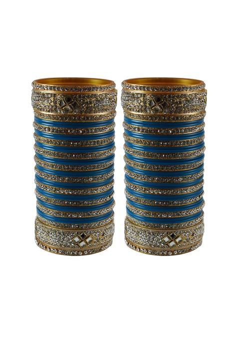 Vidhya Kangan Navy Blue Stone Stud Acrylic Bangle Very Extra Large Size