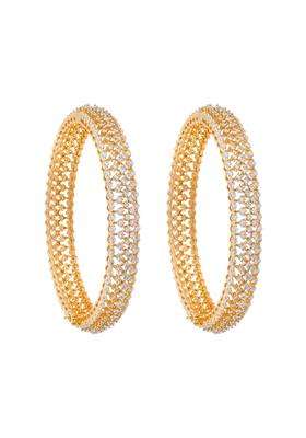 Kushals Fashion Jewellery White Rhodium Gold Plated Zircon Bangles for Women Party Bridal and Occasion Wear