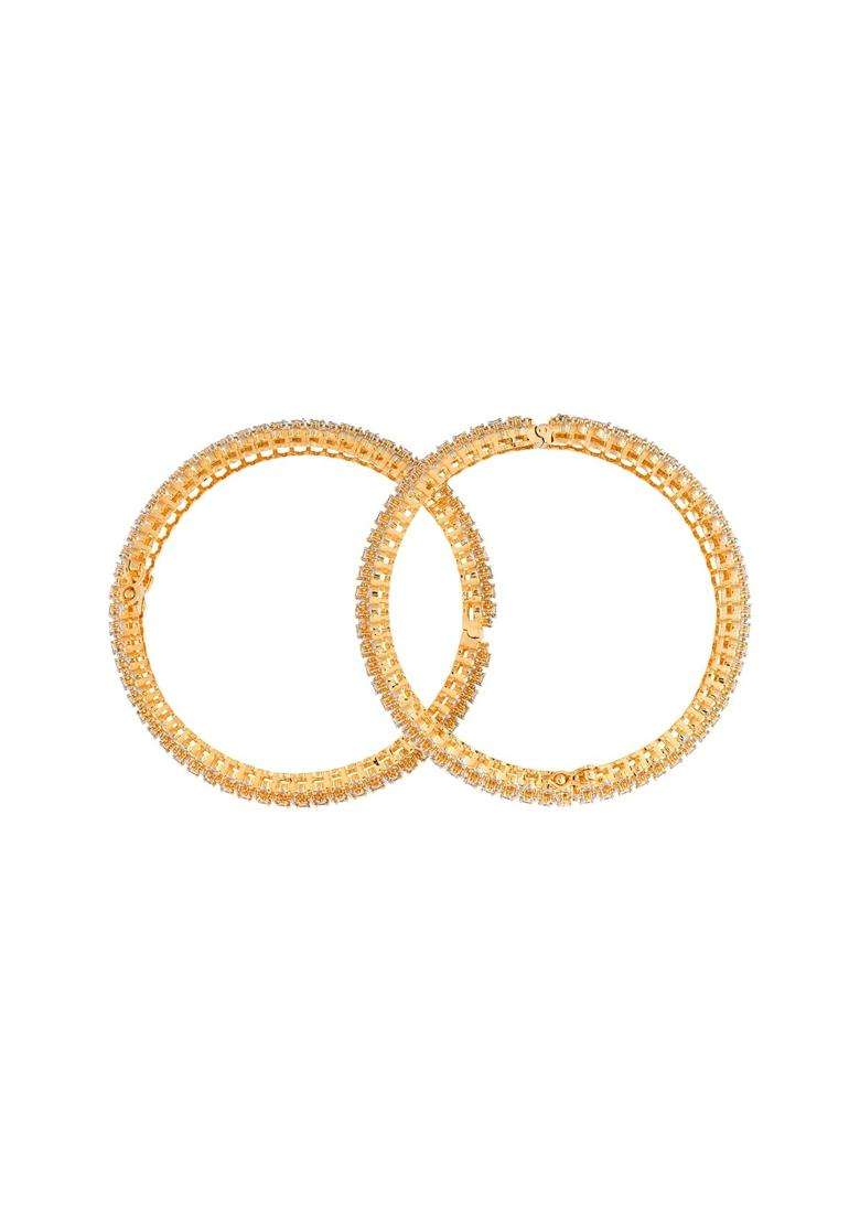 Kushals Fashion Jewellery White Rhodium Gold Plated Zircon Bangles for Women Party Bridal and Occasion Wear - Indya
