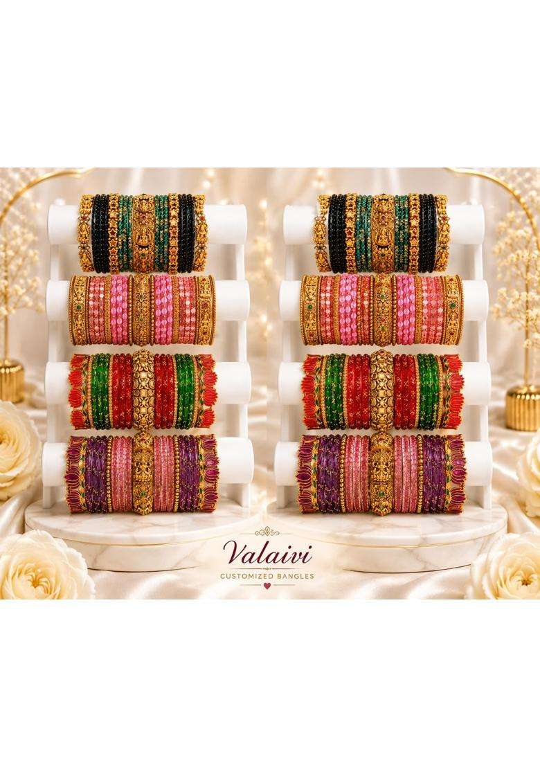 Premium Bridal Bangles Choora Set Traditional Indian Wedding Kangan Kada Collection with Intricate Gold - Indya