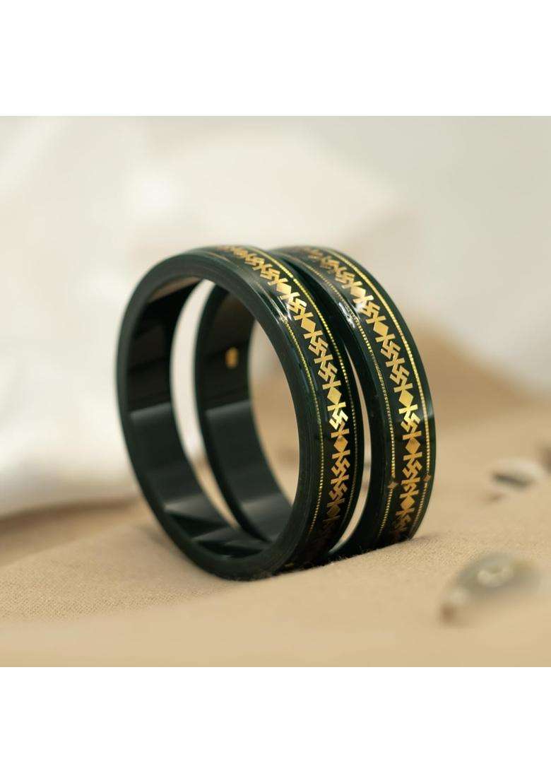 Hem Jewels by Ashok Jewellers 22KT 916 Yellow Gold Pola Bangles Gold Wedding Chooda for Women Set of 2 - Indya