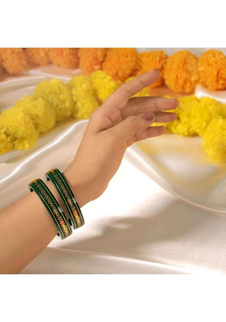 Hem Jewels by Ashok Jewellers 22KT 916 Yellow Gold Pola Bangles Gold Wedding Chooda for Women Set of 2 - Indya