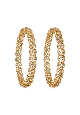Kushals Fashion Jewellery White Gold Rose Plated Zircon Bangles for Women Party Bridal and Occasion Wear