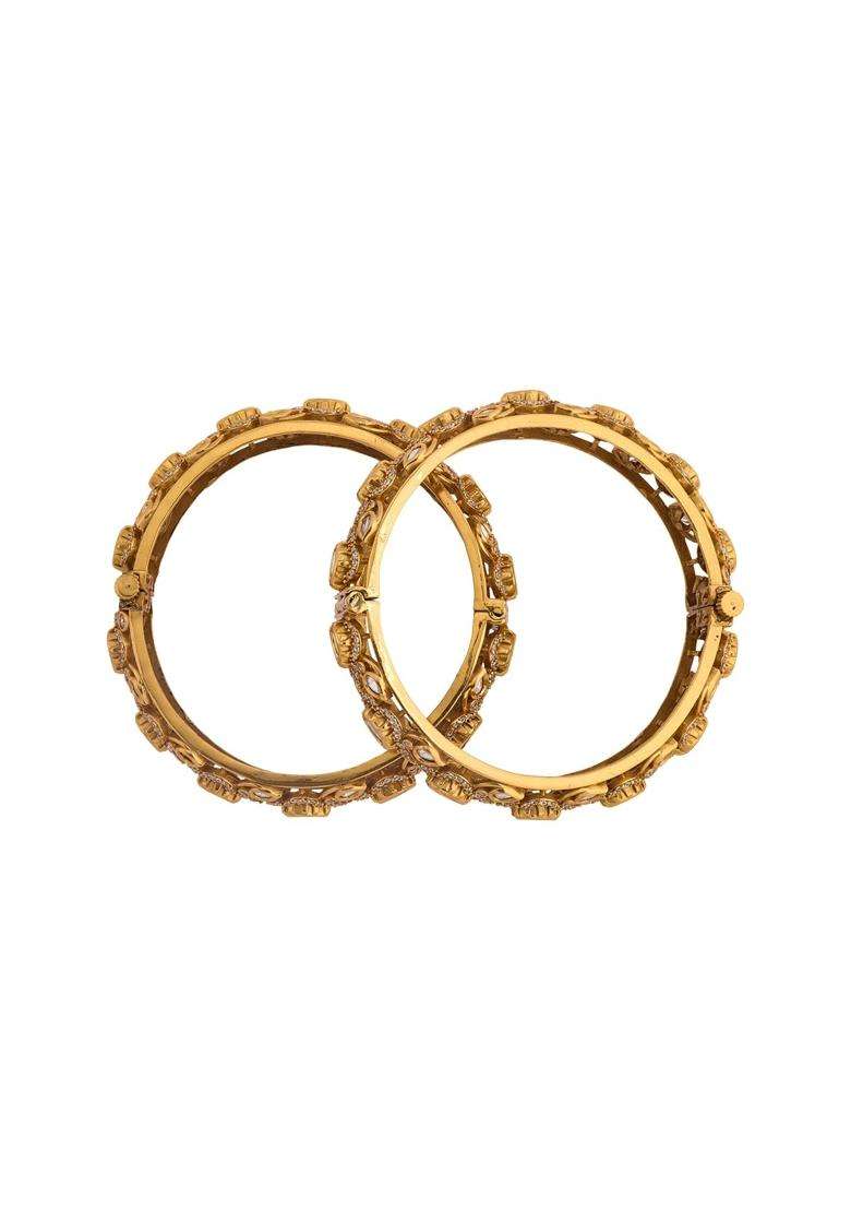 Kushals Fashion Jewellery White Victorian Plated Kundan Bangles for Women Bridal Bridesmaid and Occasion Wear - Indya
