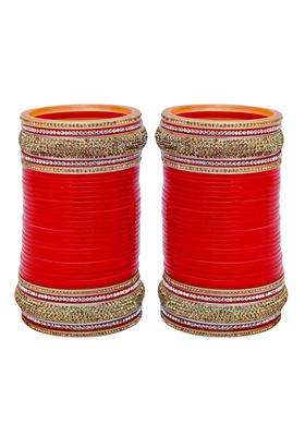 Lucky Jewellery Bridal Bangle Set Dhanteras Diwali Bhai Dooj Collection Red Chura Designer Chuda Dulhan