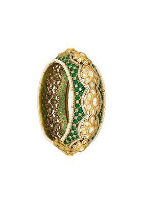 Kushals Fashion Jewellery Green Victorian Plated Kundan Bangle for Women Bridal Bridesmaid and Occasion Wear
