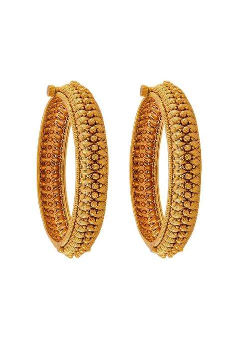 Kushals Fashion Jewellery Gold Plated Antique Bangles for Women Festive Bridal and Occasion Wear