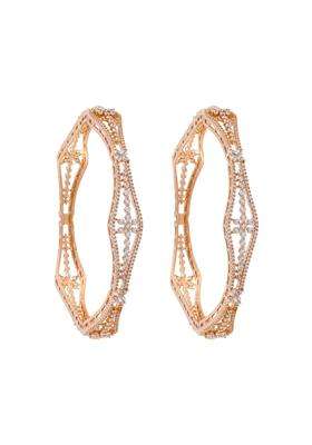 Kushals Fashion Jewellery White Gold Rose Plated Zircon Bangles for Women Party Bridal and Occasion Wear