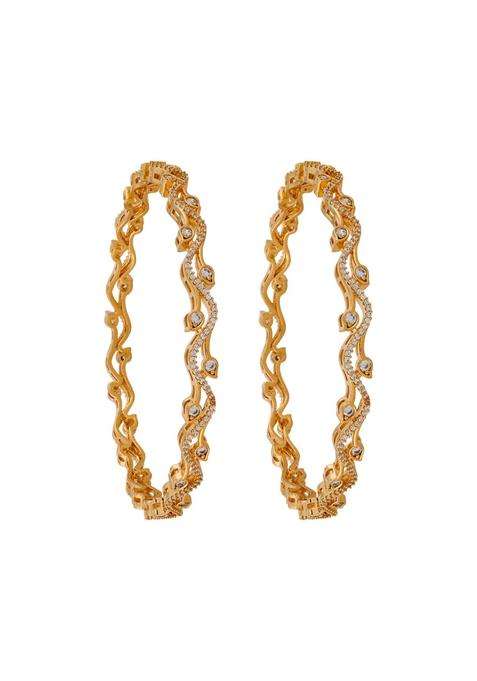 Kushals Fashion Jewellery White Gold Plated Zircon Bangles for Women Party Bridal and Occasion Wear