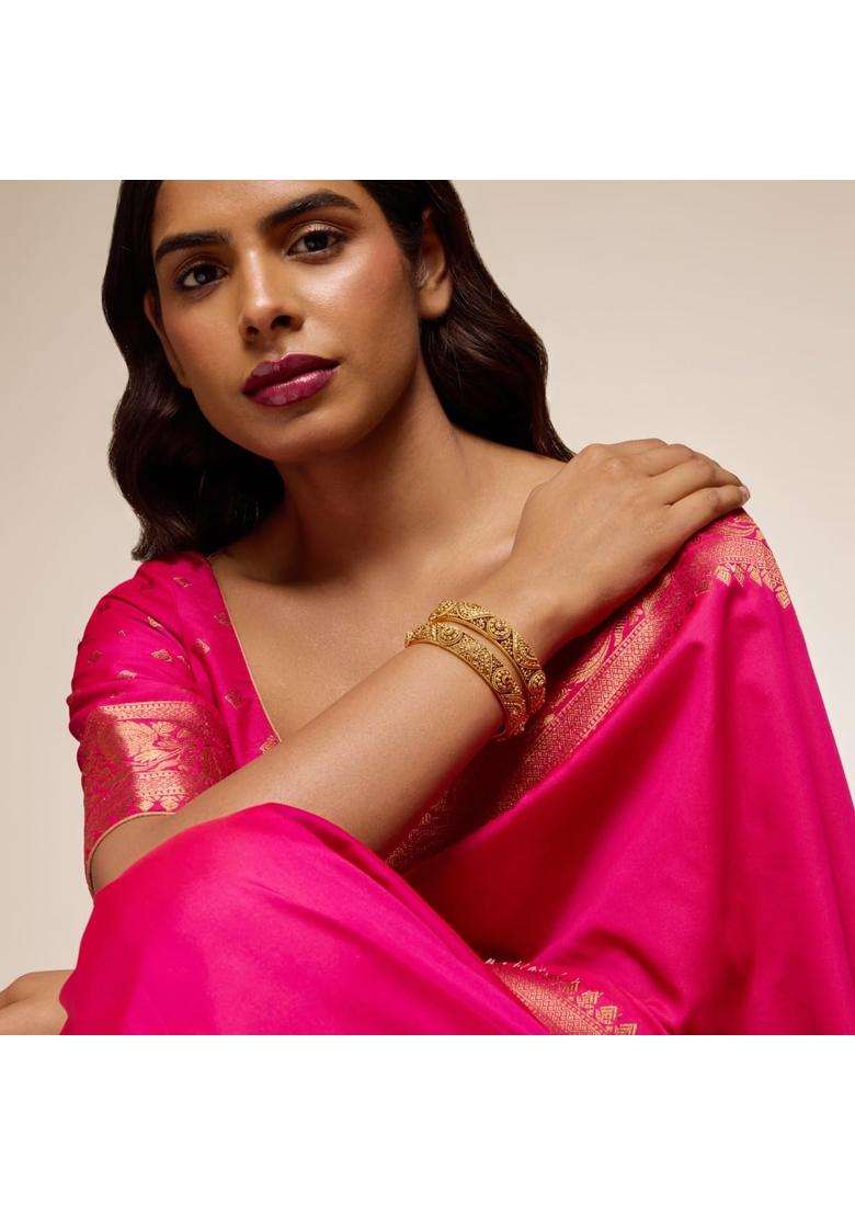 Kushals Fashion Jewellery Ruby Gold Plated Antique Bangles for Women Festive Bridal and Occasion Wear - Indya