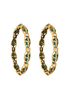 Kushals Fashion Jewellery Ruby Victorian Plated Kundan Bangles for Women Bridal Bridesmaid and Occasion Wear