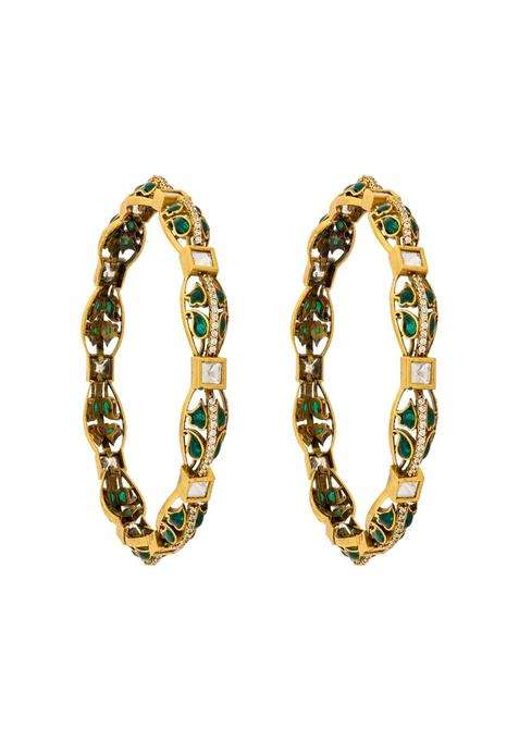 Kushals Fashion Jewellery Ruby Victorian Plated Kundan Bangles for Women Bridal Bridesmaid and Occasion Wear