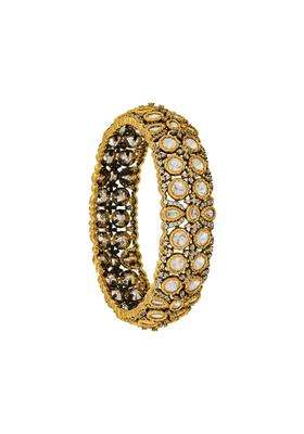 Kushals Fashion Jewellery White Victorian Plated Kundan Bangle for Women Bridal Bridesmaid and Occasion Wear