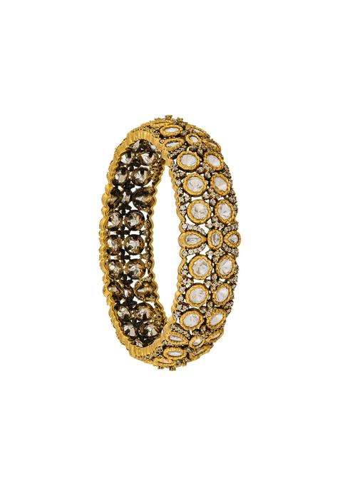 Kushals Fashion Jewellery White Victorian Plated Kundan Bangle for Women Bridal Bridesmaid and Occasion Wear