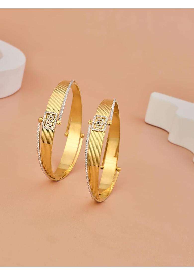 Cygni Bangles Elegant Gold Plated Bangles for Women Traditional Design Jewelry 1 Pair OL - Indya