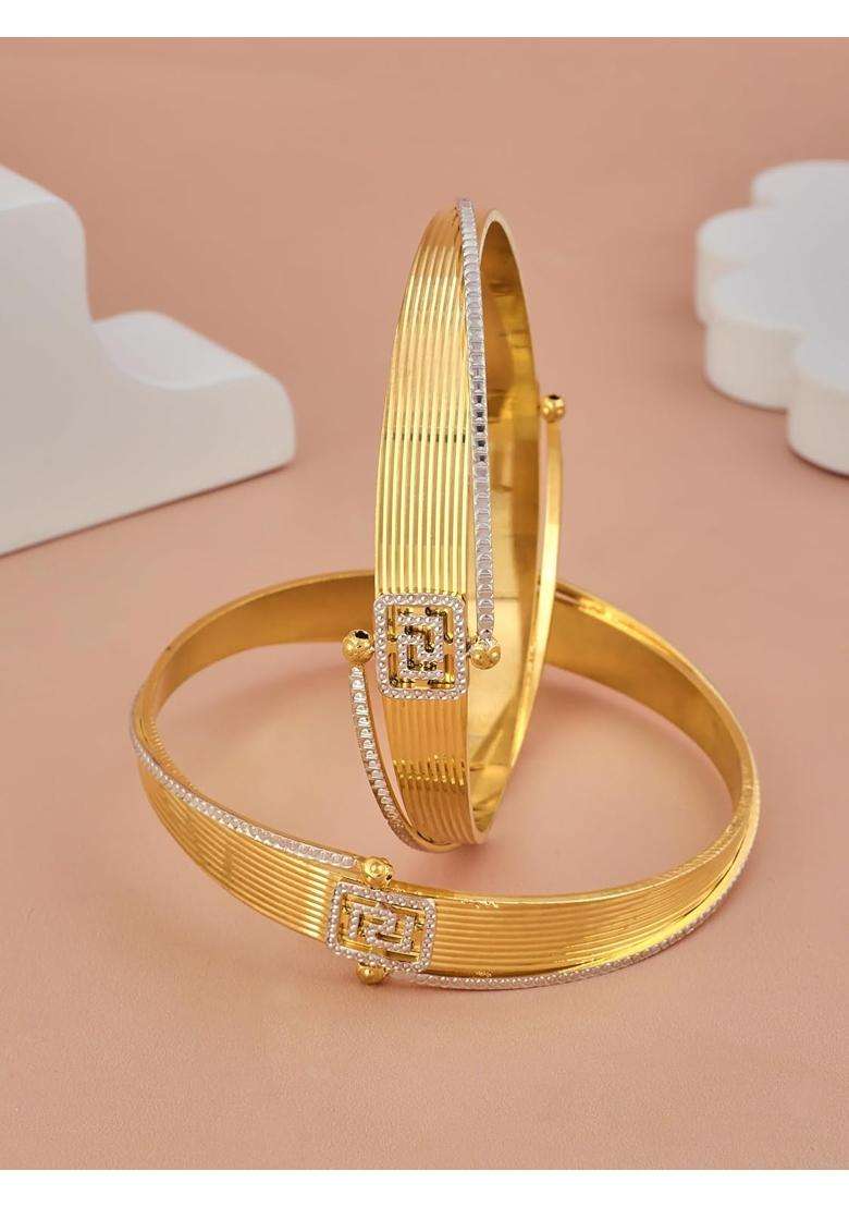 Cygni Bangles Elegant Gold Plated Bangles for Women Traditional Design Jewelry 1 Pair OL - Indya
