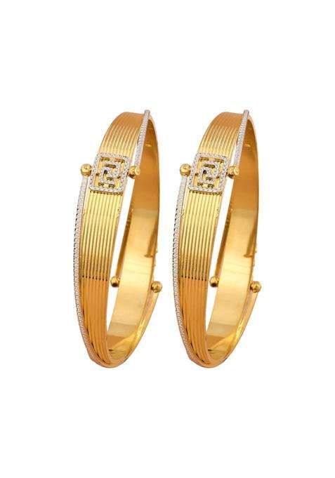 Cygni Bangles Elegant Gold Plated Bangles for Women Traditional Design Jewelry 1 Pair OL
