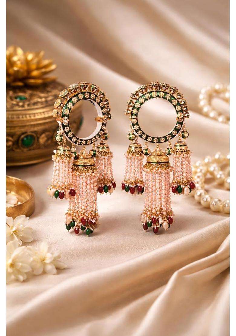 All That Glitters Multicolour Royal Rajwadi Bangle Set with Heavy Jhoomer Latkan - Indya