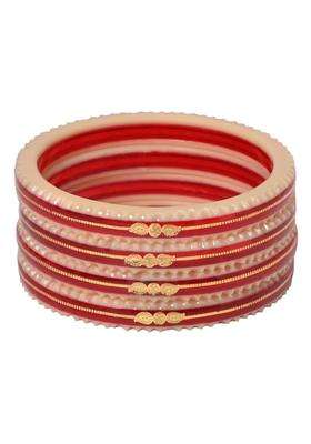 Sahajanand Ornaments Red Crimson Charm Womens Bangle 916 Hallmark 22K Pack 4