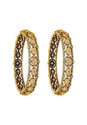 Kushals Fashion Jewellery White Victorian Plated Kundan Bangles for Women Bridal Bridesmaid and Occasion Wear