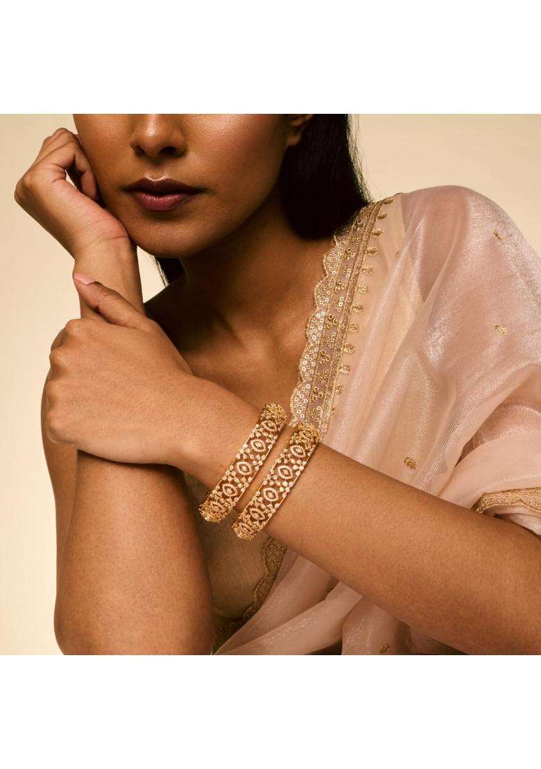 Kushals Fashion Jewellery White Gold Plated Zircon Bangles for Women Party Bridal and Occasion Wear - Indya