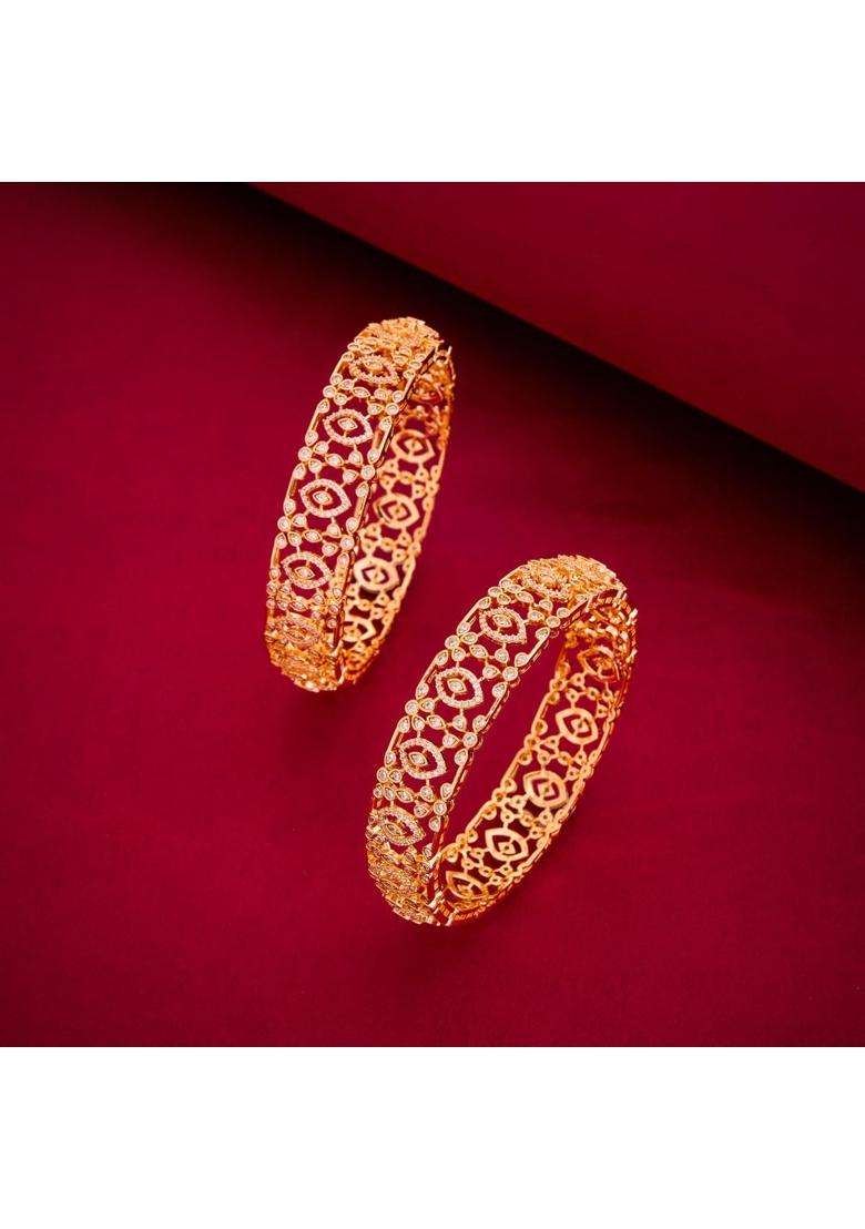 Kushals Fashion Jewellery White Gold Plated Zircon Bangles for Women Party Bridal and Occasion Wear - Indya