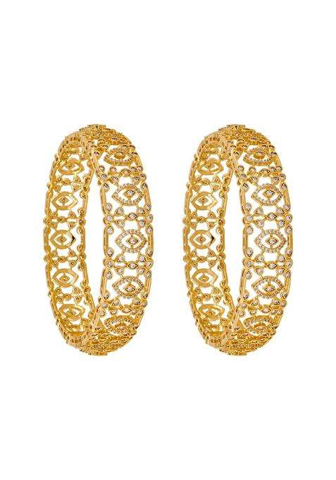 Kushals Fashion Jewellery White Gold Plated Zircon Bangles for Women Party Bridal and Occasion Wear