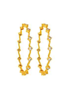 Kushals Fashion Jewellery White Gold Plated 925 Silver Temple Bangles for Women Festive