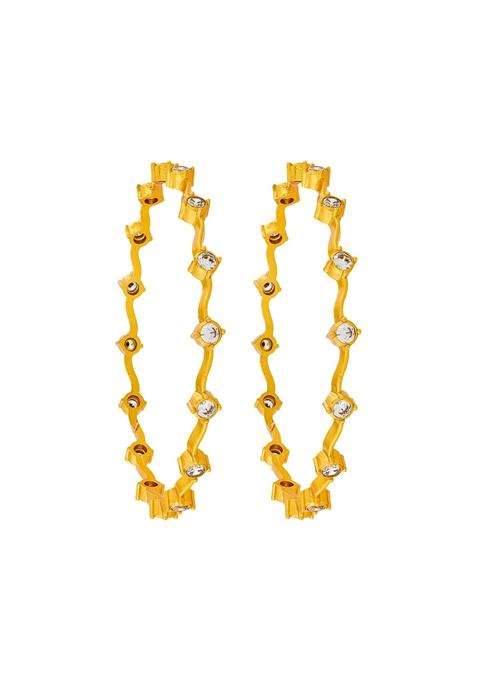 Kushals Fashion Jewellery White Gold Plated 925 Silver Temple Bangles for Women Festive