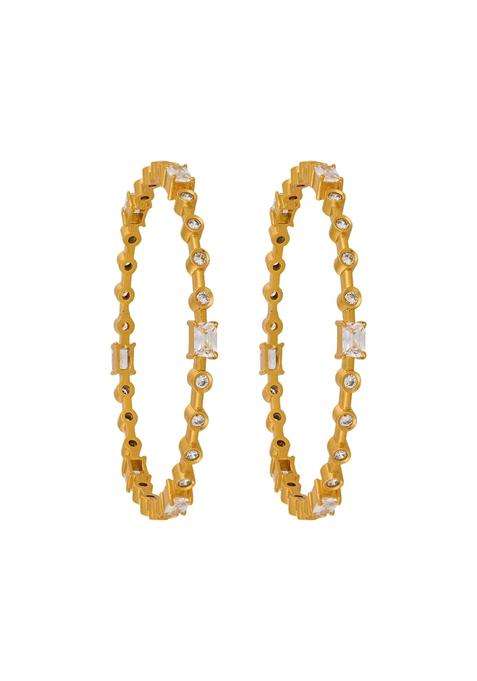 Kushals Fashion Jewellery White Gold Plated 925 Silver Temple Bangles for Women Festive