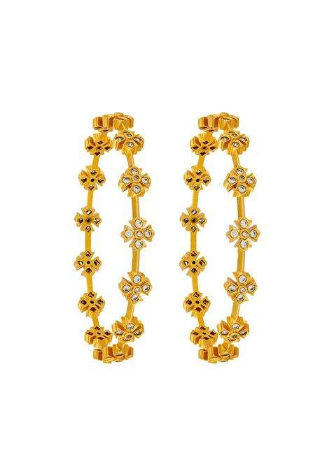 Kushals Fashion Jewellery White Gold Plated 925 Silver Temple Bangles for Women Festive