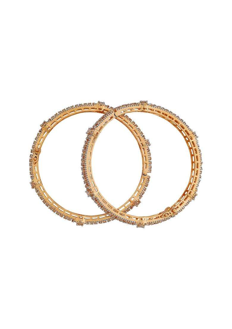 Kushals Fashion Jewellery White Rhodium Gold Plated Zircon Bangles for Women Party Bridal and Occasion Wear - Indya