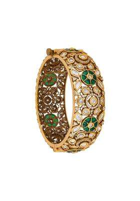 Kushals Fashion Jewellery Green Victorian Plated Kundan Bangle for Women Bridal Bridesmaid and Occasion Wear