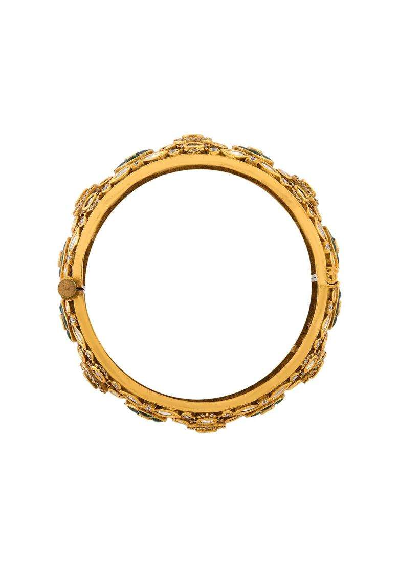 Kushals Fashion Jewellery Green Victorian Plated Kundan Bangle for Women Bridal Bridesmaid and Occasion Wear - Indya