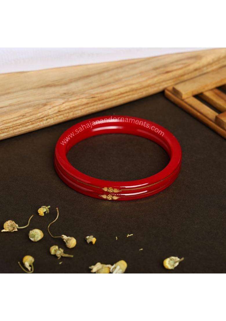 Sahajanand Ornaments Red Divya Shringar Bangle 2 Pis - Indya