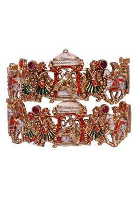 TAJ Bridal Store Golden Premium Rajwadi Metal Kada Pair with Latest Doli Baraat Design