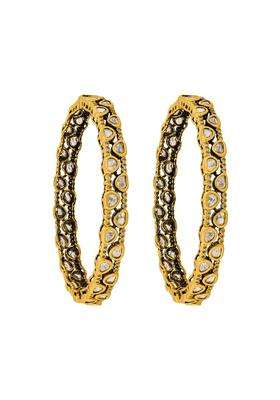 Kushals Fashion Jewellery White Victorian Plated Kundan Bangles for Women Bridal Bridesmaid and Occasion Wear