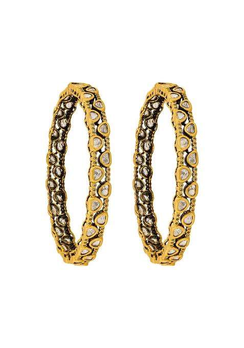 Kushals Fashion Jewellery White Victorian Plated Kundan Bangles for Women Bridal Bridesmaid and Occasion Wear