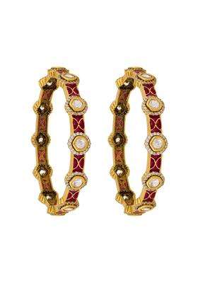Kushals Fashion Jewellery Ruby Victorian Plated Kundan Bangles for Women Bridal Bridesmaid and Occasion Wear