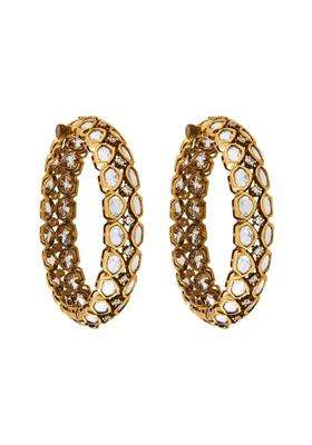 Kushals Fashion Jewellery White Victorian Plated Kundan Bangles for Women Bridal Bridesmaid and Occasion Wear