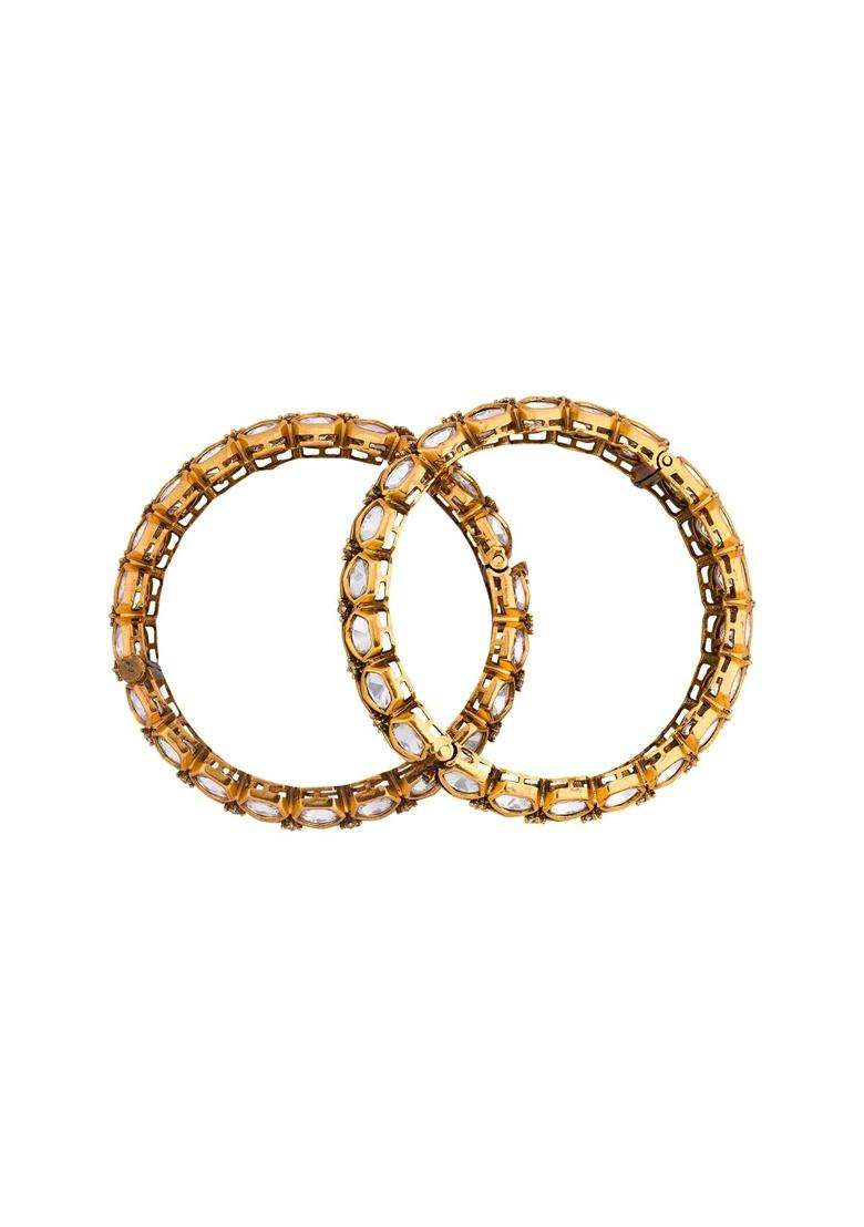 Kushals Fashion Jewellery White Victorian Plated Kundan Bangles for Women Bridal Bridesmaid and Occasion Wear - Indya