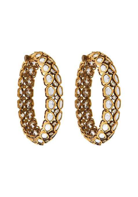 Kushals Fashion Jewellery White Victorian Plated Kundan Bangles for Women Bridal Bridesmaid and Occasion Wear