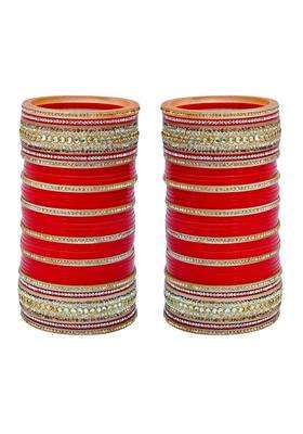 Lucky Jewellery Bridal Bangle Set Dhanteras Diwali Bhai Dooj Collection Red Designer Chura Punjabi Choora