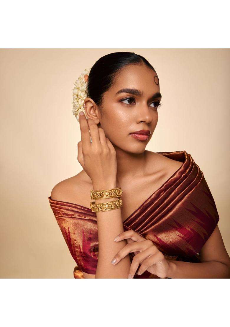 Kushals Fashion Jewellery Gold Plated Antique Bangles for Women - Indya